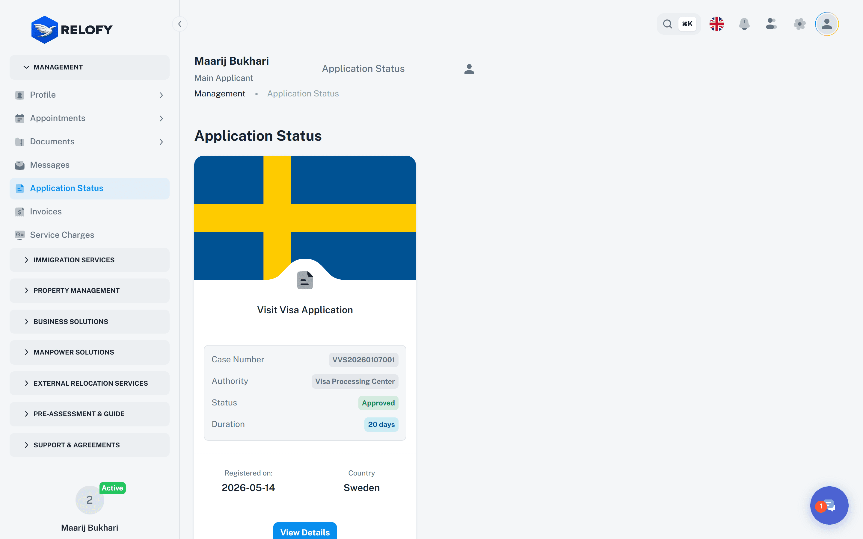 Client application status tracking
